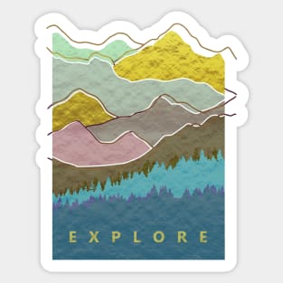 Watercolor Mountains Geometric Nature Woods Aesthetic Sticker